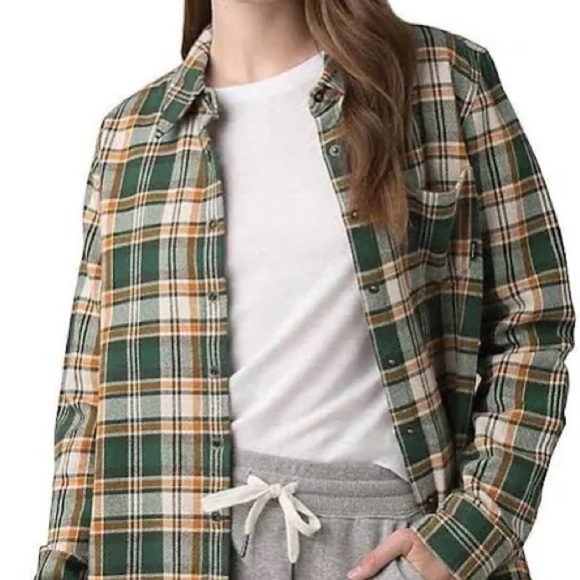 NWT Prana Women's Golden Canyon Flannel Soft Pine Plaid Snap Shirt - Picture 3 of 8